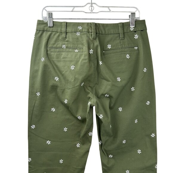 J. Crew Womens Sz 4 High-Rise Girlfriend Chino Pants Olive Green Daisy Print NWT - Picture 13 of 16